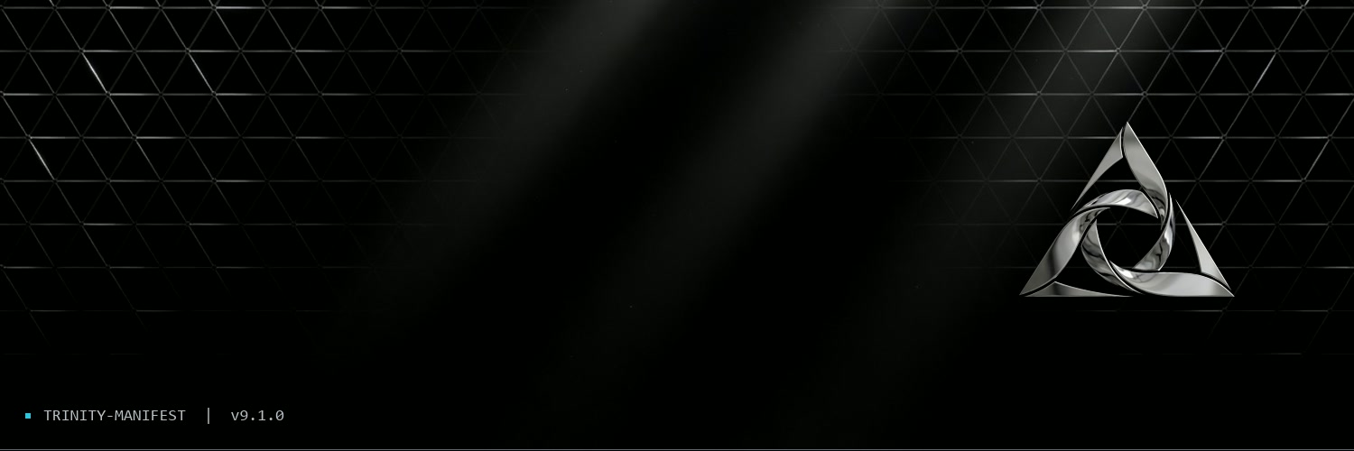 Banner TRINITY-MANIFEST 1500 por 500 — mesh void, mark à direita, safe zone central